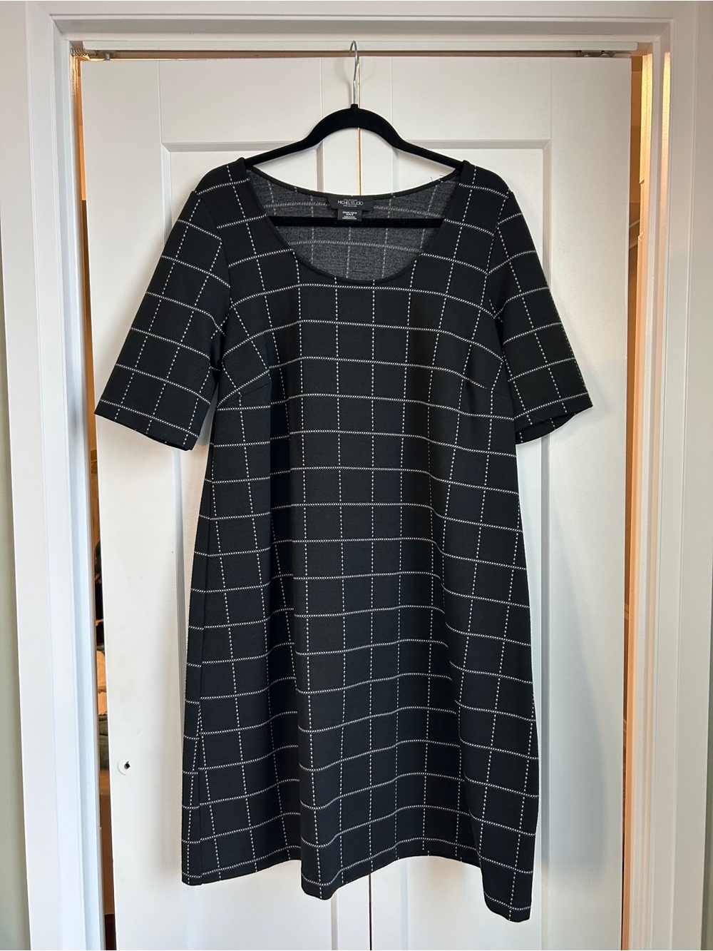 Michel Studio Black Windowpane Midi Dress